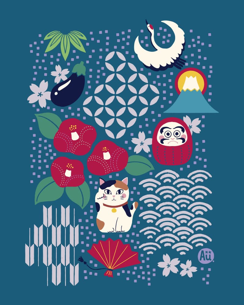 Japanese Lucky Charms by Aia Ueno — canvas wall art