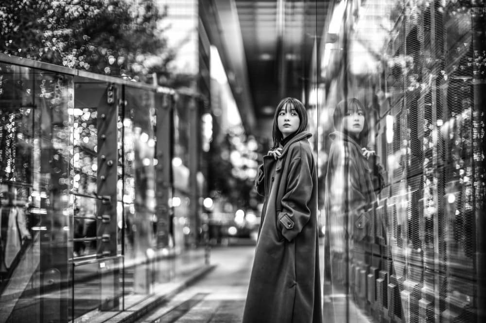 City Woman Reflection by Yuzo Fujii — canvas wall art
