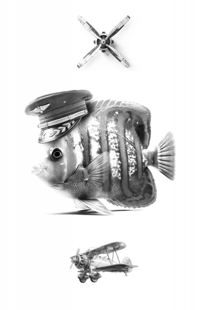 Whimsical Fish Pilot by Rafal Kulik — canvas wall art