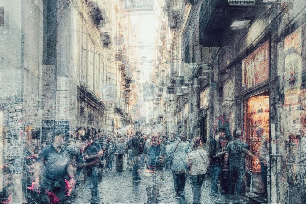 Bustling City Street by Cindy Liu — canvas wall art