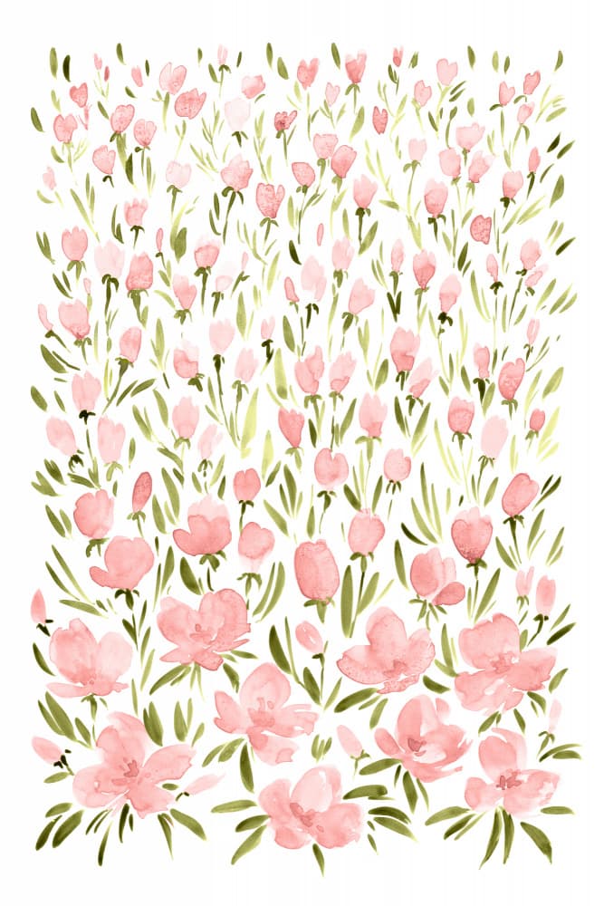 Pink Watercolor Blooms by Rosana Laiz Blursbyai — canvas wall art