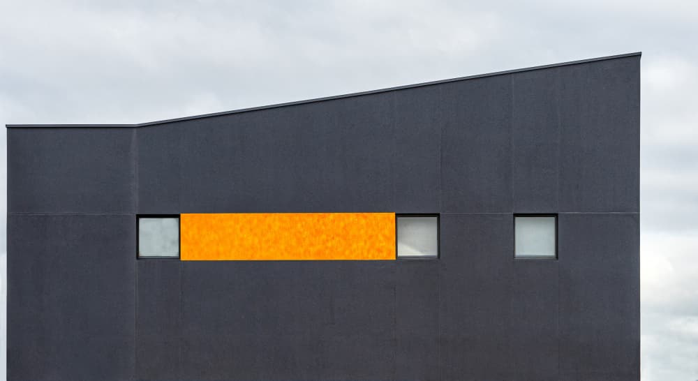 Modern Gray Orange Building by Wayne Pearson — canvas wall art