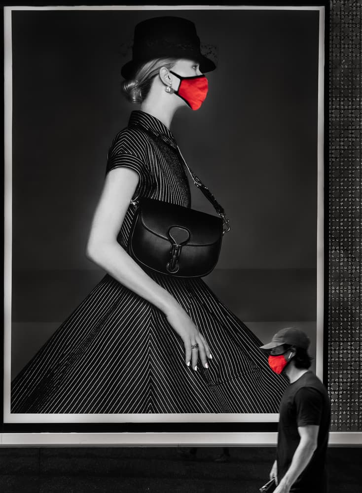 Red Masked Portrait by Yanny Liu — canvas wall art