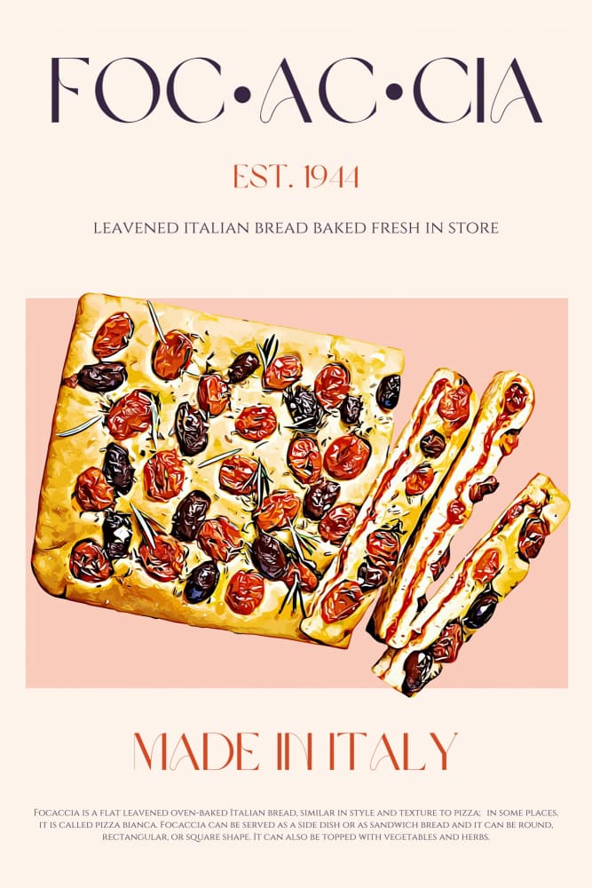 Fresh Baked Focaccia by Nazma Khokhar — canvas wall art