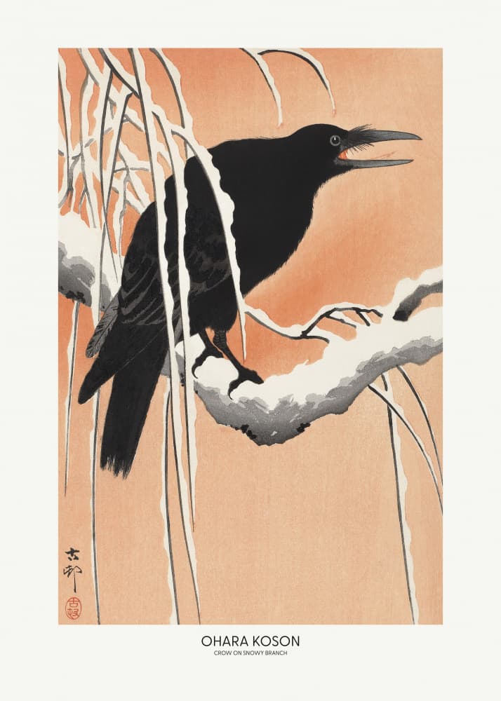 Crow On Snowy Branch by Ohara Koson — canvas wall art