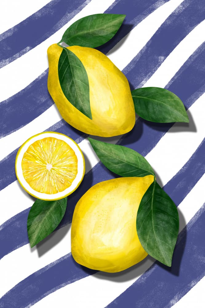 Zesty Lemon Stripes by EMELIEmaria — canvas wall art