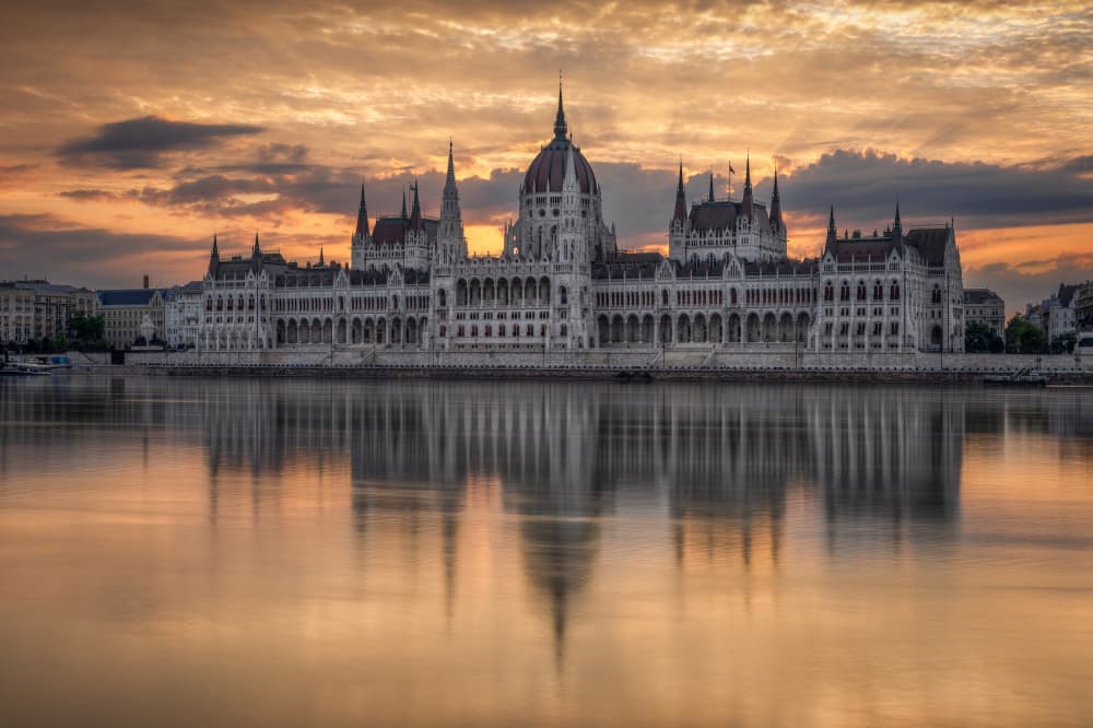 Budapest Parliament Sunset by Nicholas — canvas wall art
