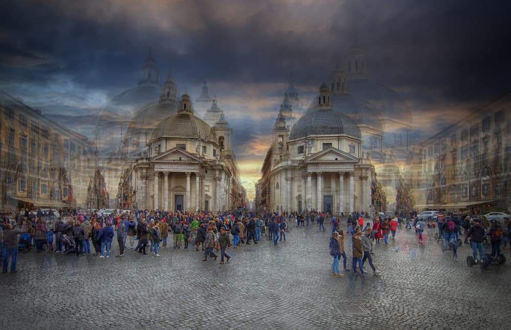Piazza Del Popolo Evening by C.S. Tjandra — canvas wall art