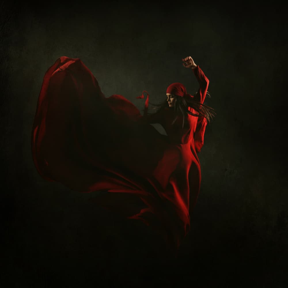 Dynamic Red Flow by Moein Hasheminasab — canvas wall art