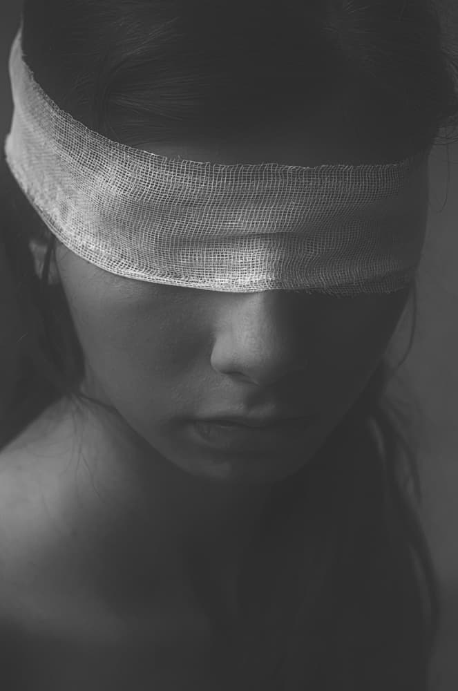 Dark Blindfold Portrait by Desislava Ignatova — canvas wall art