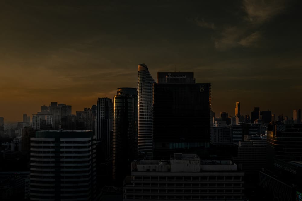 Dark City Golden Hour by Alan Kwang — canvas wall art