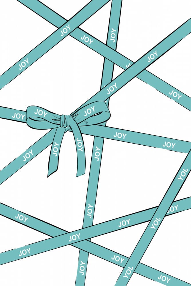 Joy Ribbons Bow by Martina — canvas wall art