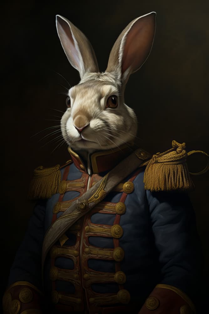 Regal Rabbit Officer by Bilge Paksoylu — canvas wall art