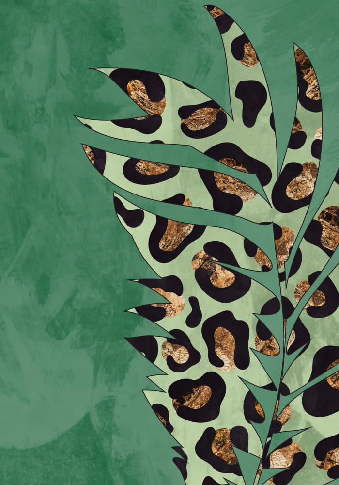 Golden Leopard Jungle Leaf by Sarah Manovski — canvas wall art