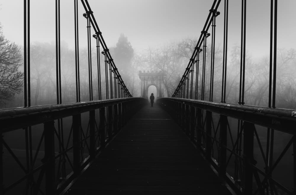 Misty Bridge Walker by Catalin Alexandru — canvas wall art
