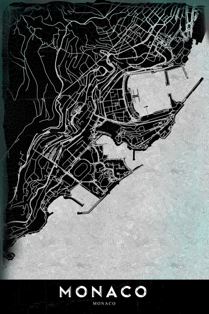 Monaco City Map by StudioSix — canvas wall art