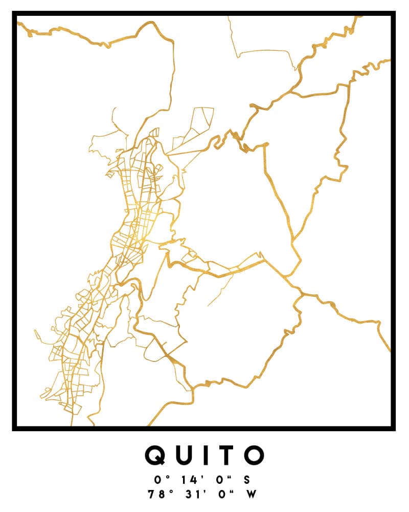Quito Gold City Map by Emiliano Deificus — canvas wall art