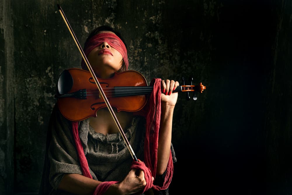 Soulful Blindfolded Violinist by Srikanth Gumma — canvas wall art