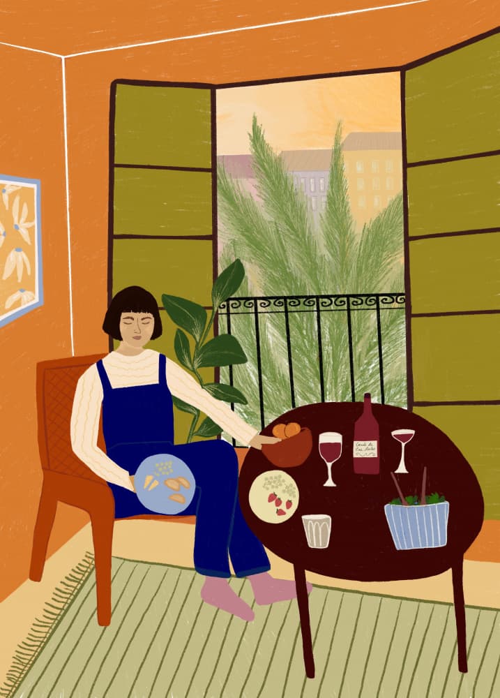 Cozy Balcony Dinner by Elsa Eleni — canvas wall art