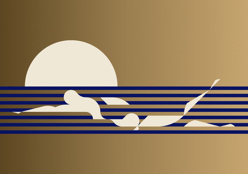 Golden Hour Swimmers by Studio Soleil — canvas wall art