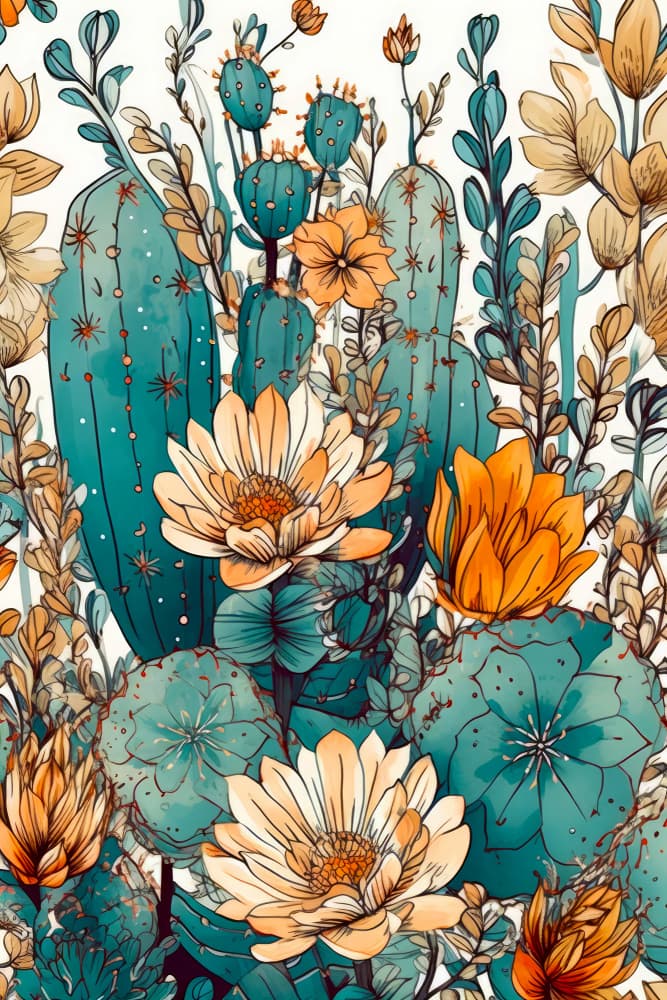 Vibrant Cactus Garden by Justyna Jaszke — canvas wall art