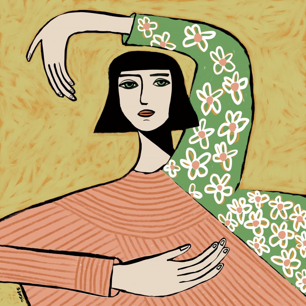 Green Eyed Bob Woman by Sharyn Bursic — canvas wall art