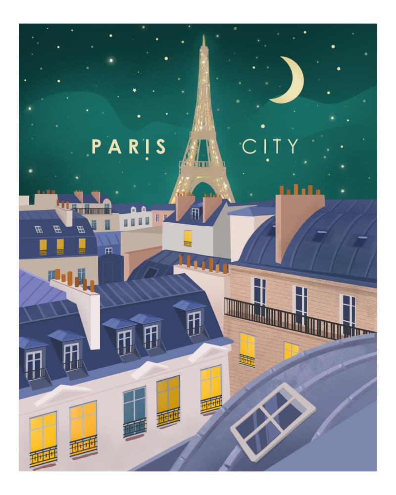 Paris at Night by Petra Lizde — canvas wall art