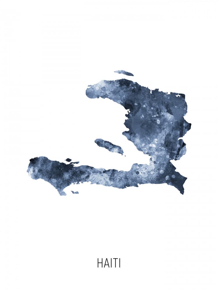 Haiti Watercolor Map by Michael Tompsett — canvas wall art