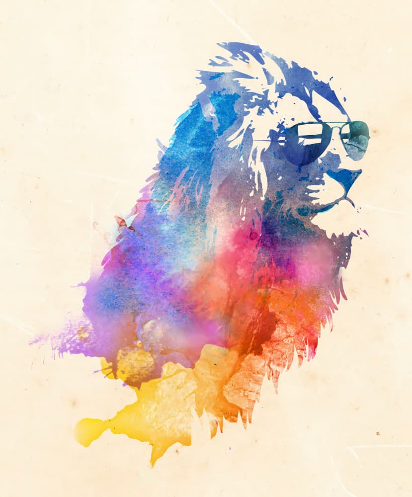 Cool Watercolor Lion by Robert Farkas — canvas wall art