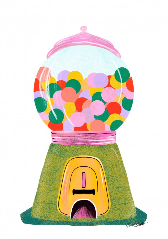 Retro Gumball Machine by Baroo Bloom — canvas wall art