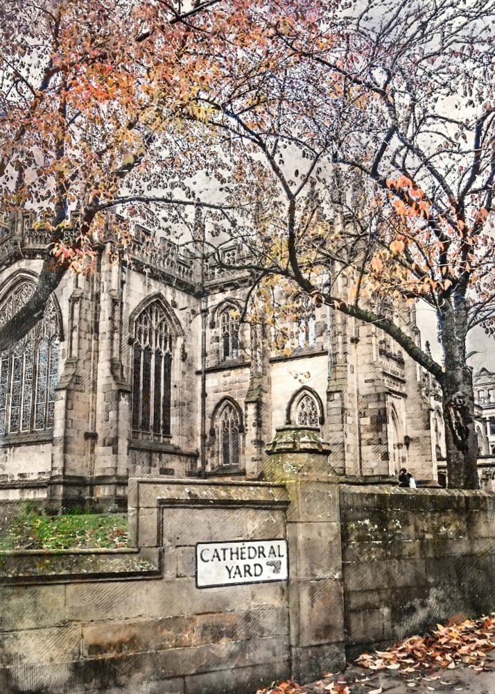 Autumn Cathedral Yard by Justyna Jaszke — canvas wall art