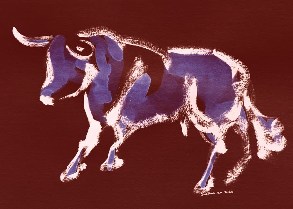 Charging Purple Bull by Santhosh ch — canvas wall art
