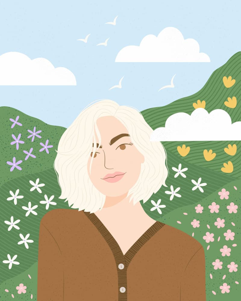 Blonde Woman Spring Landscape by Artprink — canvas wall art