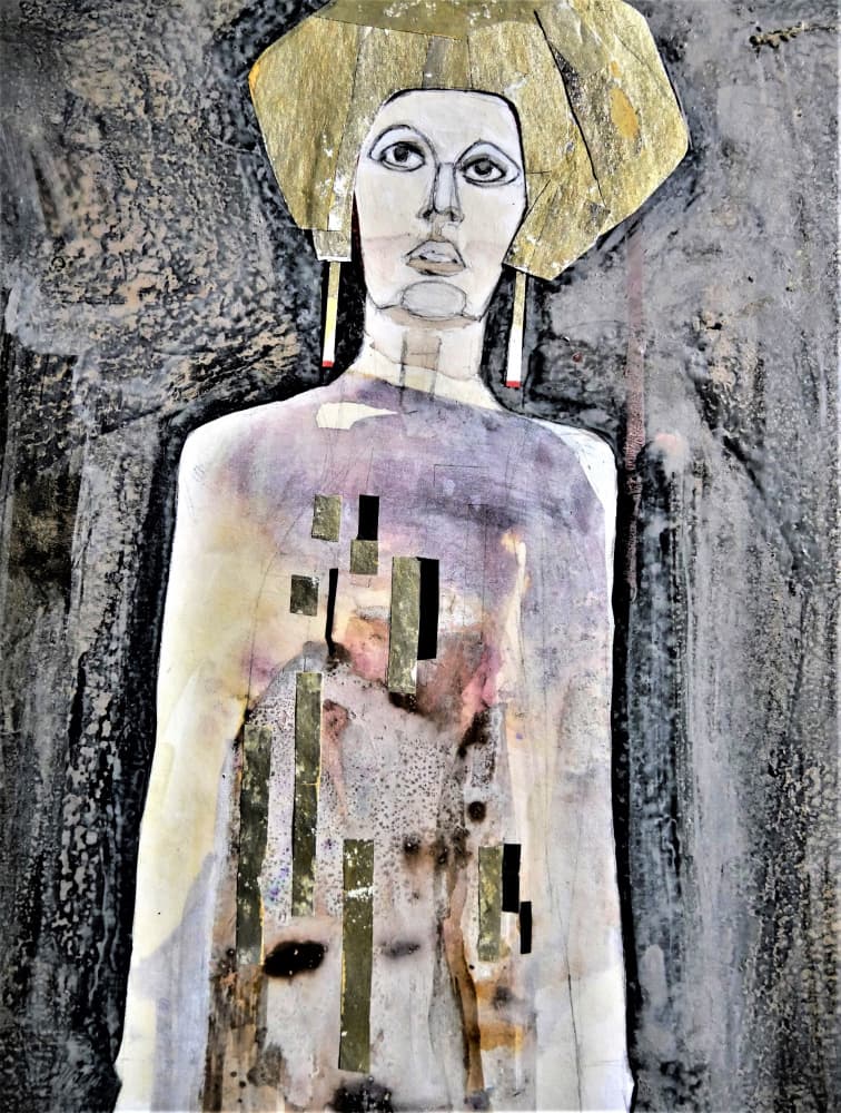 Enigmatic Golden Figure by Doris Schmitz — canvas wall art