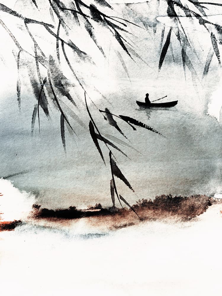 Canoe at Dusk by Treechild — canvas wall art