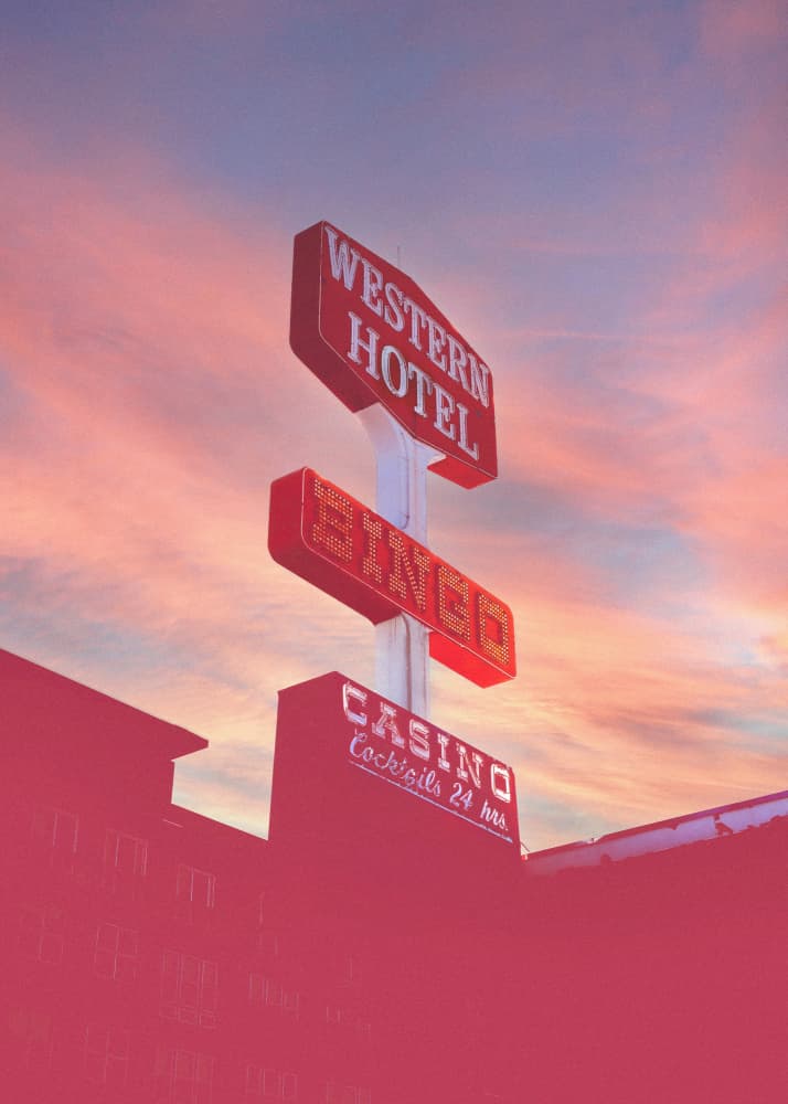 Western Hotel Neon Glow by Pictufy Studio III — canvas wall art