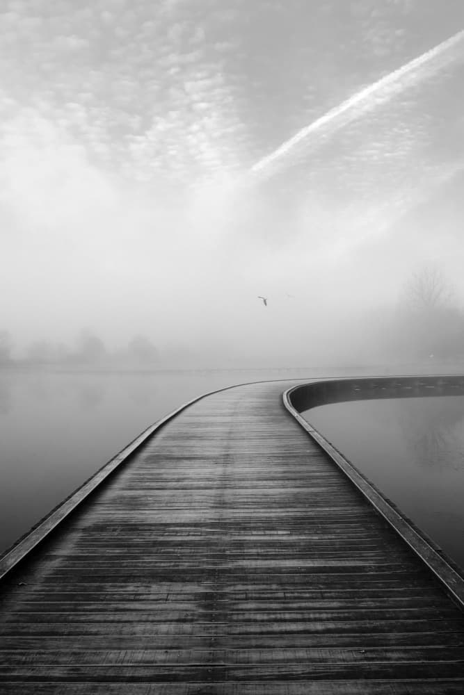 Misty Morning Boardwalk by By PEJ — canvas wall art