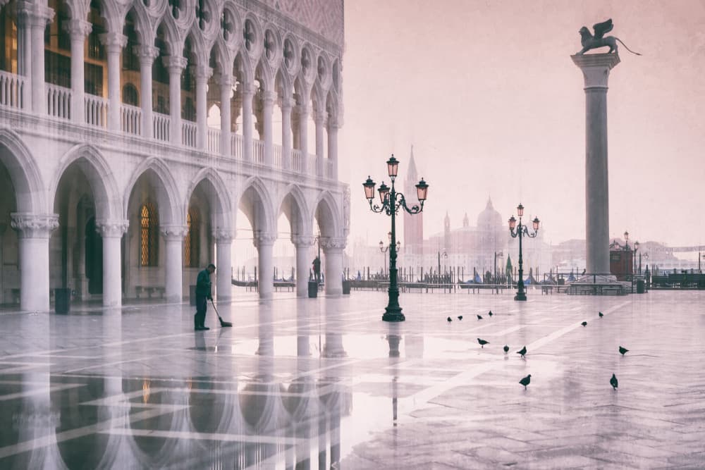 Venetian Morning Reflections by Roswitha Schleicher-Schwarz — canvas wall art