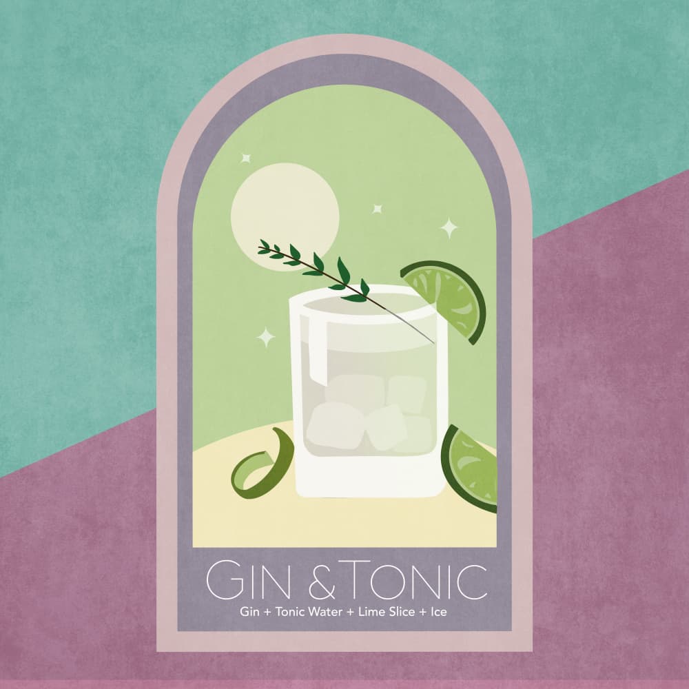Chic Gin Twilight by Emel Tunaboylu — canvas wall art