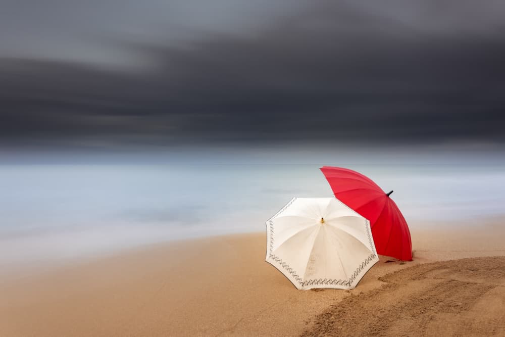 Serene Beach Umbrellas by Rico Cavallo — canvas wall art