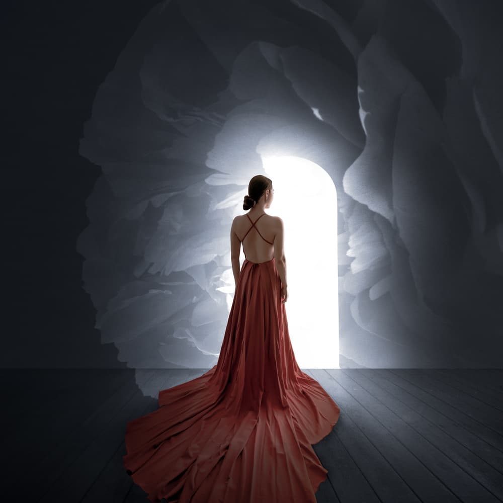 Red Dress New Beginning by Shanyewuyu — canvas wall art