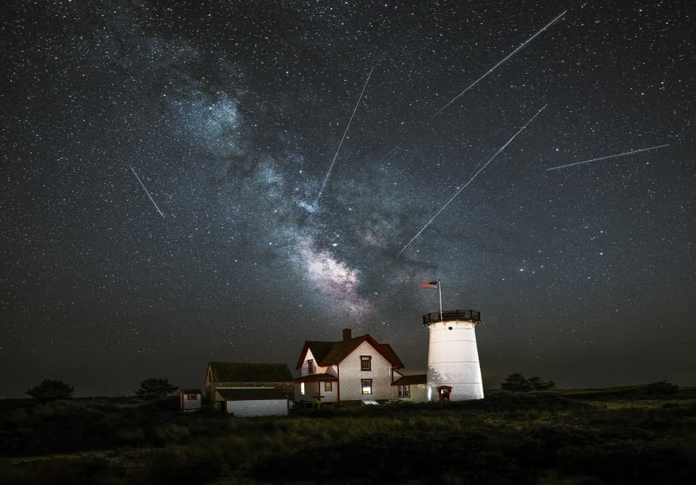 Lighthouse Under Starry Sky by Mei Zhang APA — canvas wall art