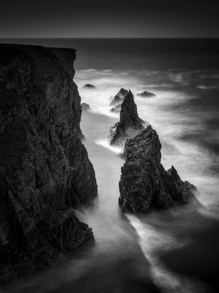 Misty Coastal Stacks by av peteghium — canvas wall art