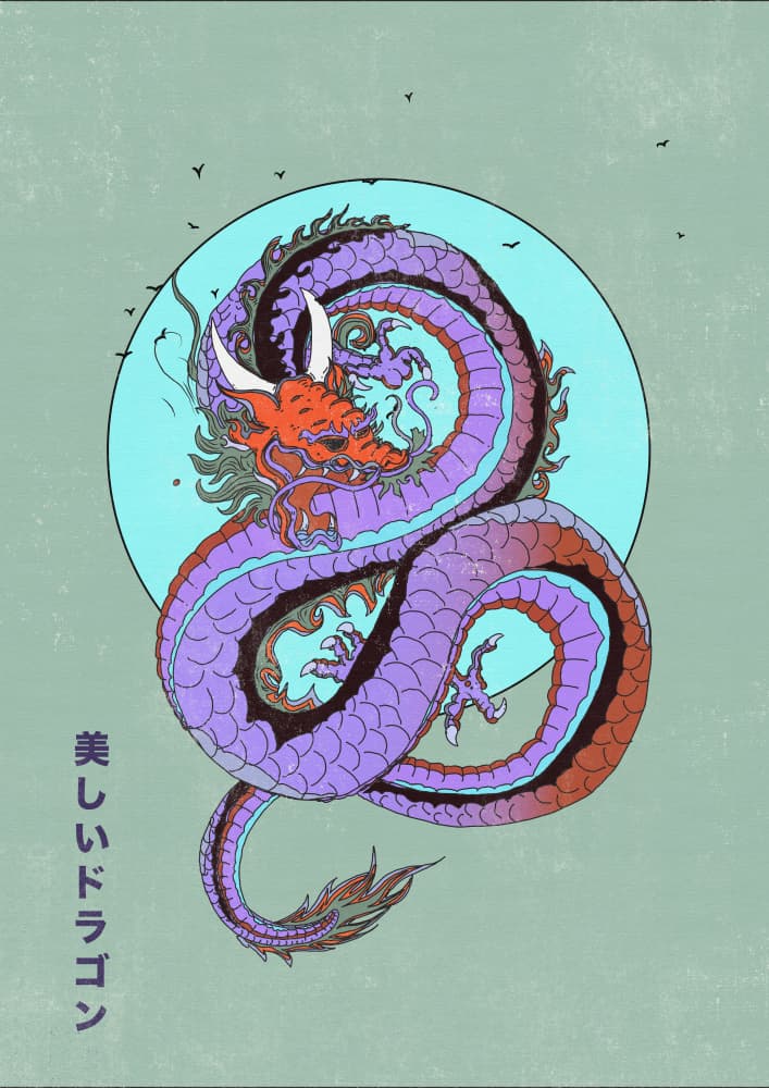 Japanese Purple Dragon by Nicholas — canvas wall art