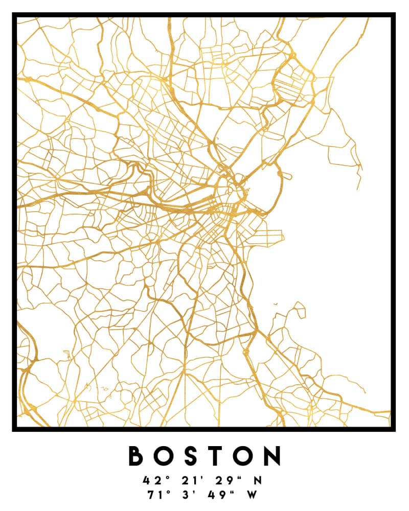 Boston Gold Map by Emiliano Deificus — canvas wall art