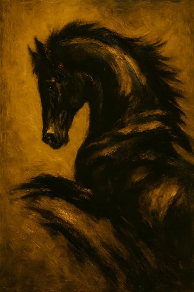 Dramatic Black Horse by HUGO — canvas wall art