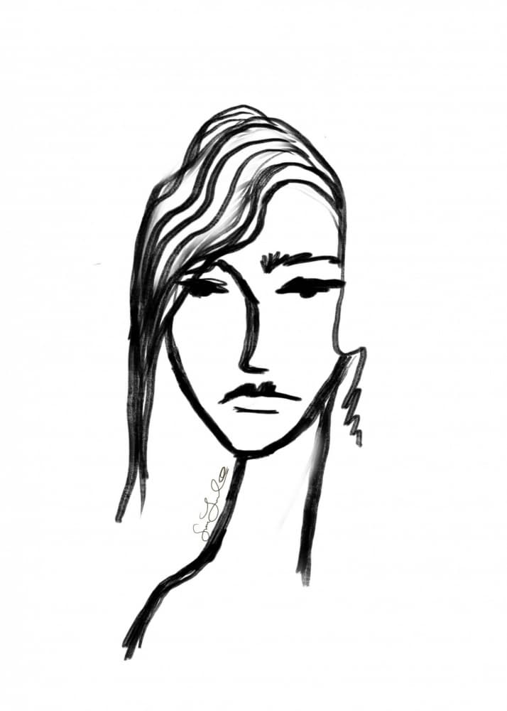 Chic Line Art Portrait by Sanna Jarlelind — canvas wall art