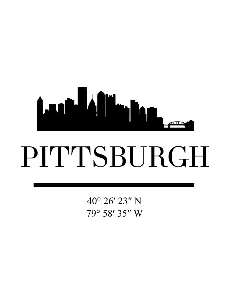 Pittsburgh Coordinates Skyline by Emiliano Deificus — canvas wall art