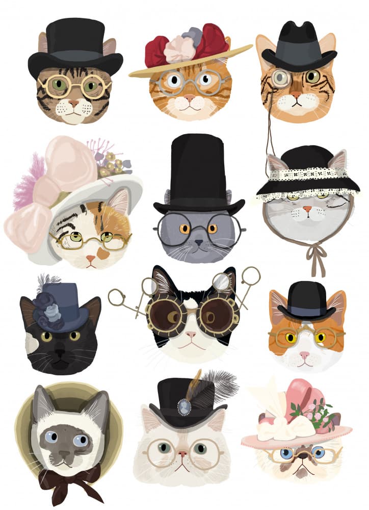 Whimsical Cat Portraits by Hanna Melin — canvas wall art