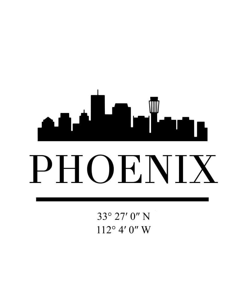 Phoenix Skyline Silhouette by Emiliano Deificus — canvas wall art